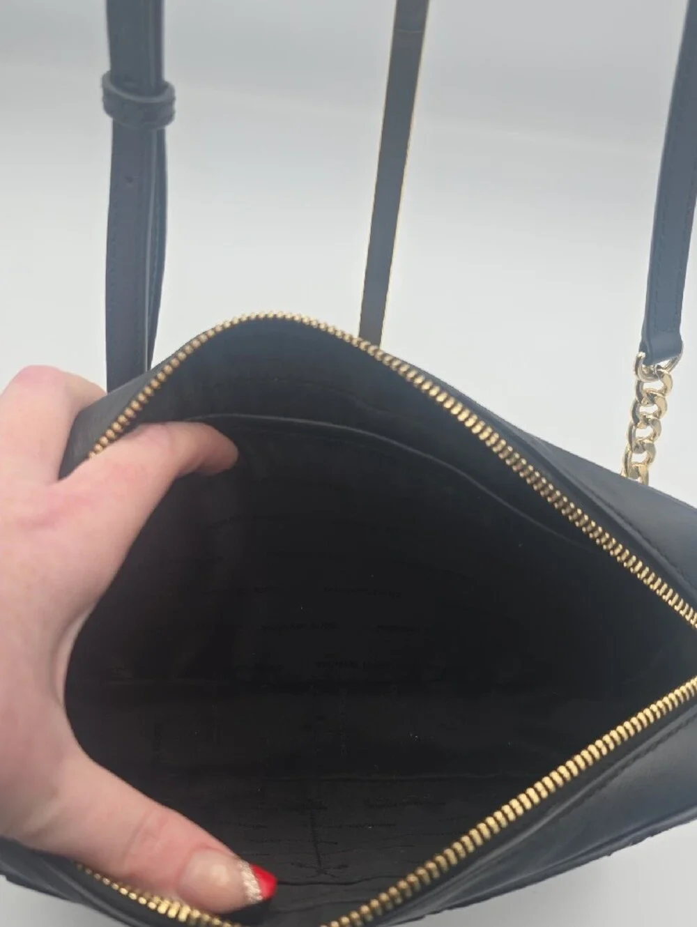 Michael Kors Black Crossbody Bag with Gold Chain Lattice